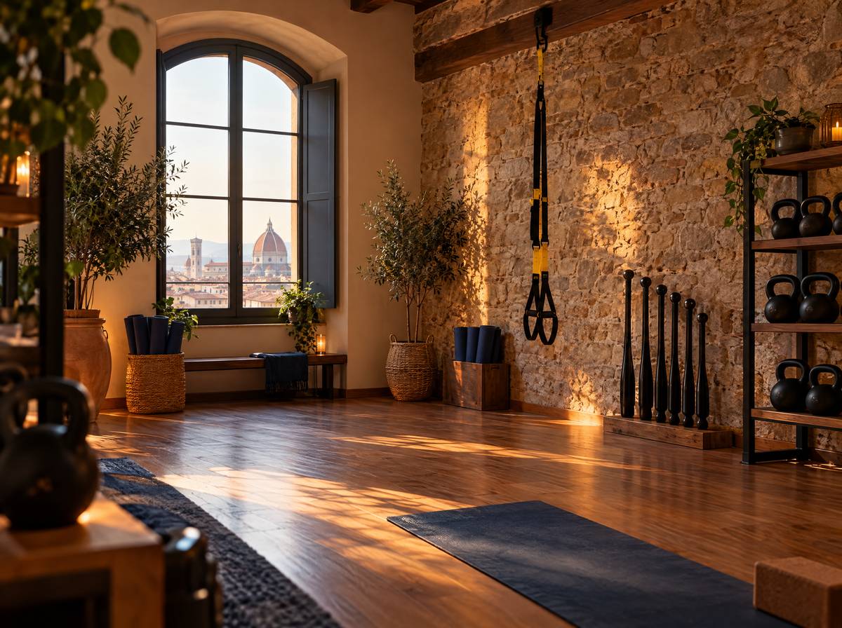 Studio di allenamento con kettlebell, clubbell e TRX